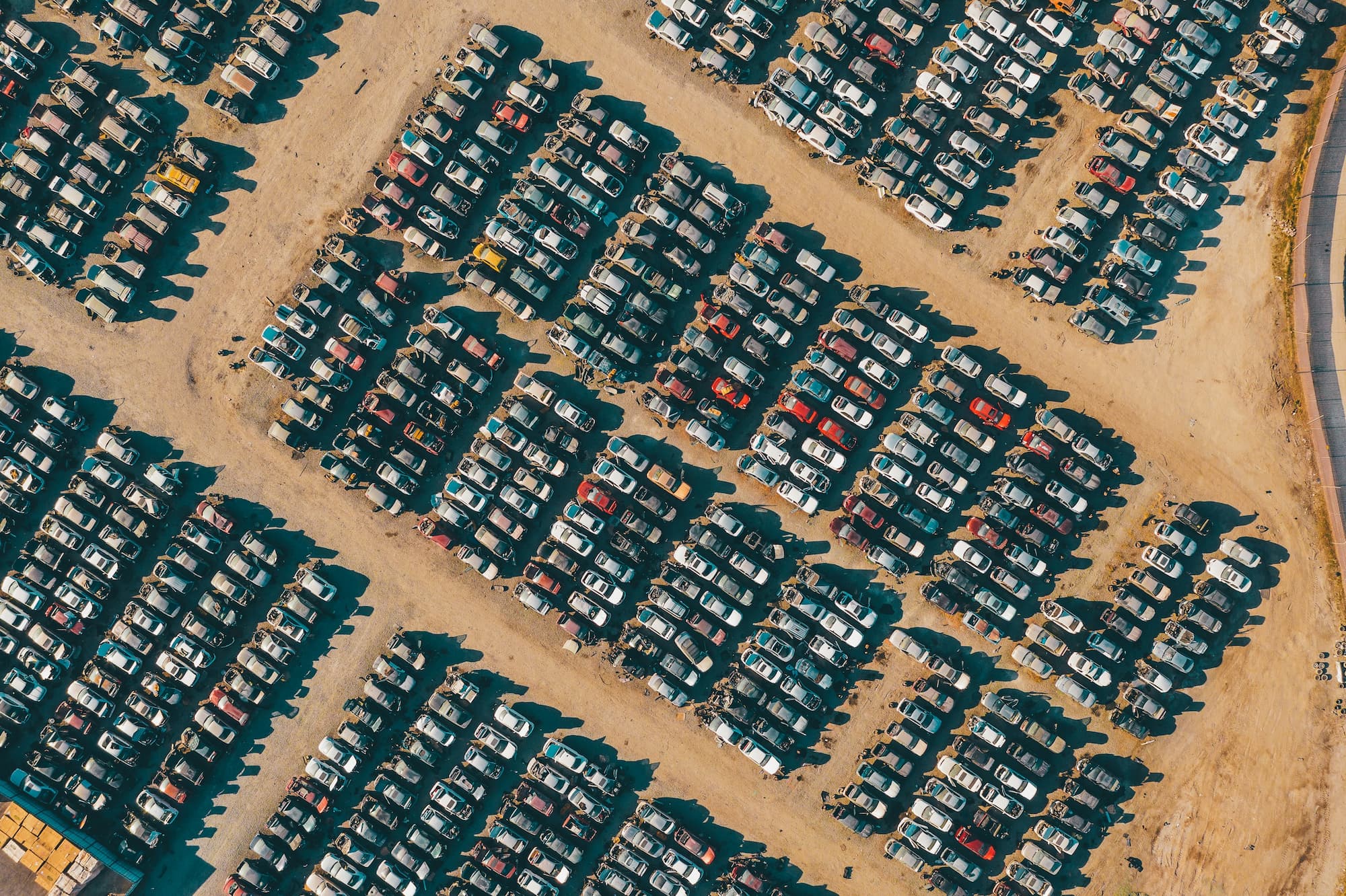 Vehicle fleet yard, aerial view